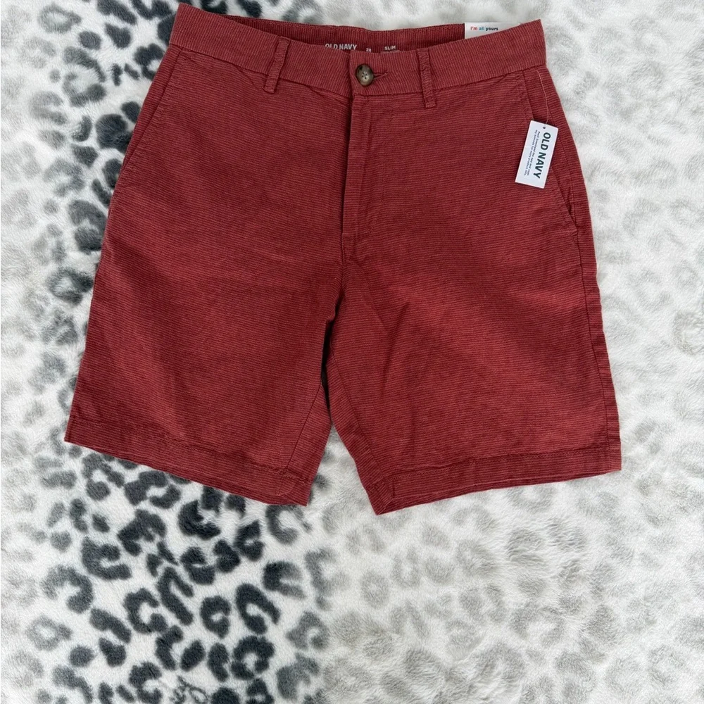 Old Navy Slim Burnt Orange Textured Flat-Front Men’s Shorts - Picture 2 of 2